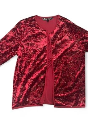 Lularoe Stella Elegant Velvet Red with Gold Glitter Jacket Size Never Worn